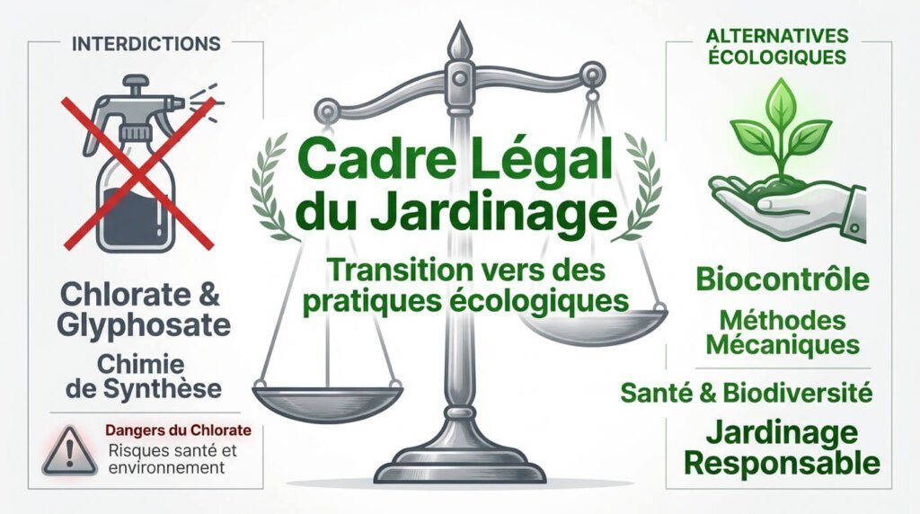 Cadre légal et interdiction du chlorate de soude au jardin