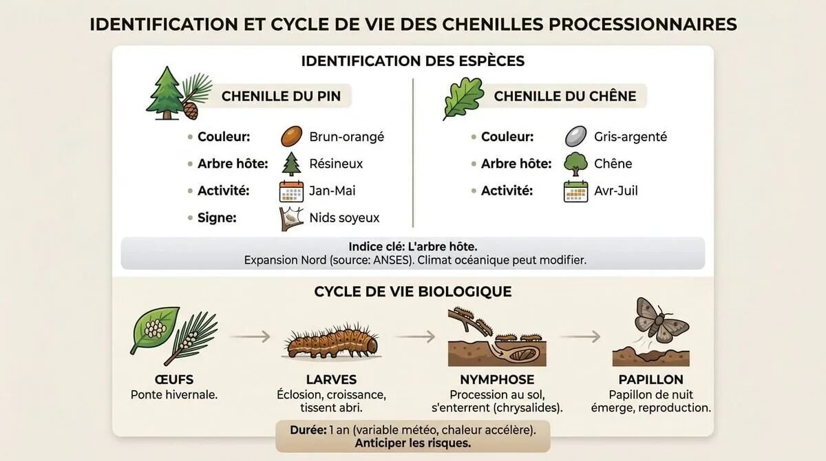 Identification des nids et chenilles processionnaires dans les arbres