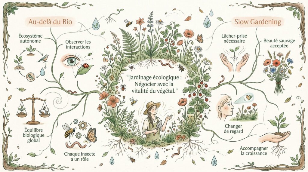 Infographie sur les principes du jardinage &eacute;cologique et la biodiversit&eacute;
