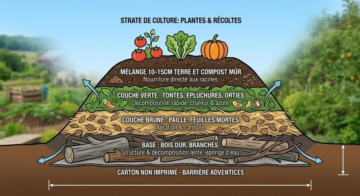 Coupe de Butte Hugelkultur
