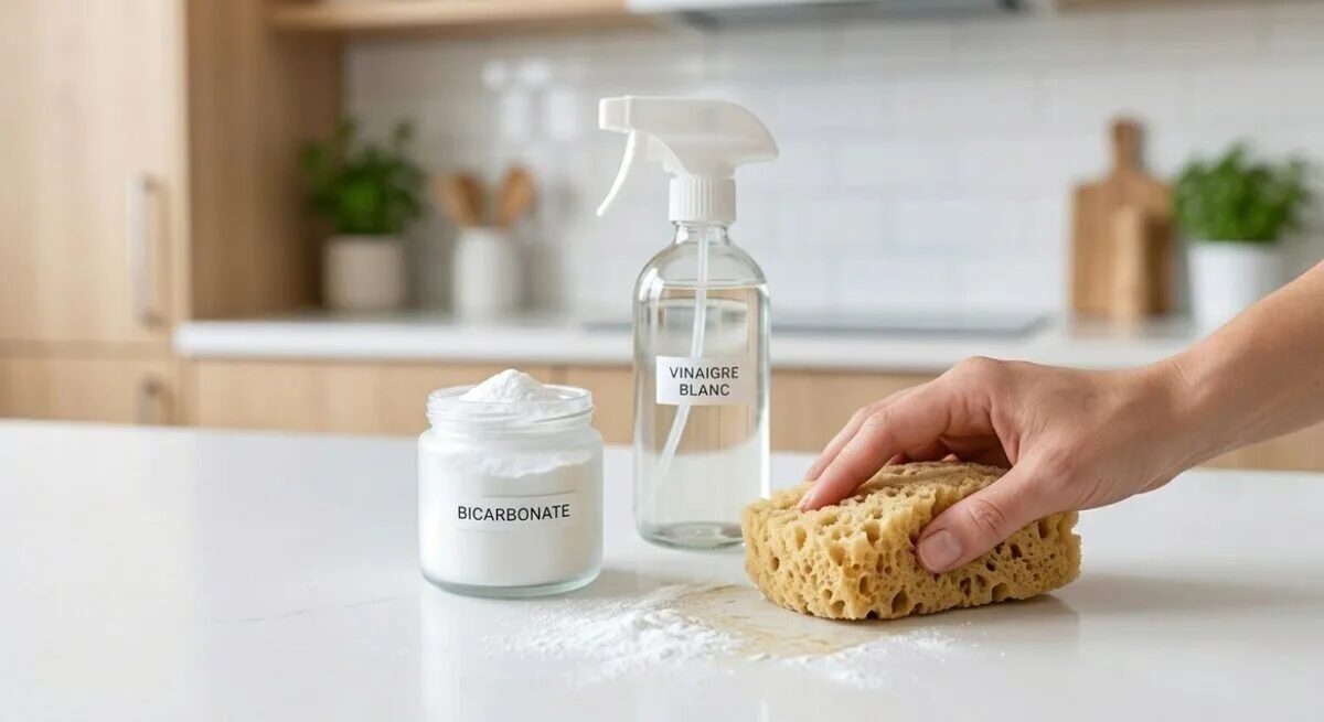 photo de couverture blog ménage naturel bicarbonate et vinaigre blanc séparés pour nettoyer