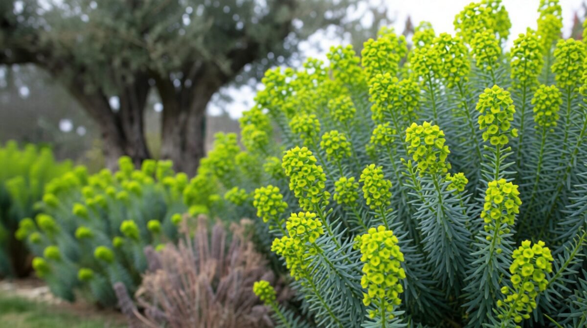L'Euphorbe characias pour structurer le massif 📐