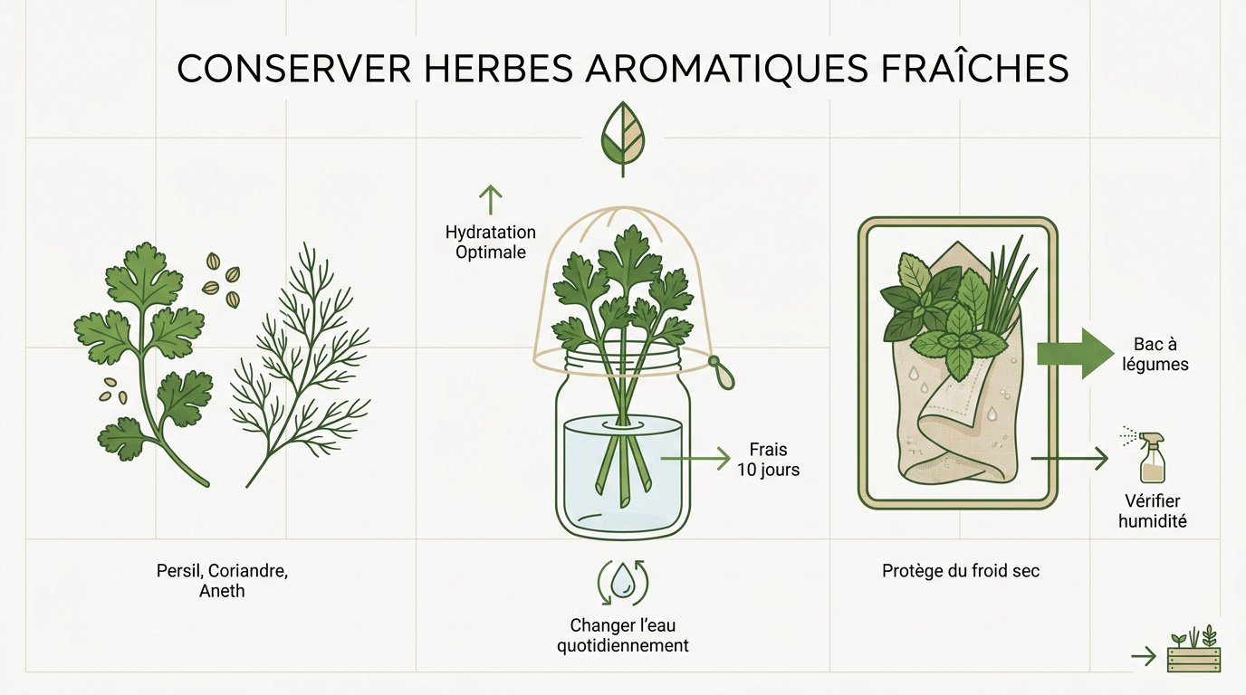 Bouquet d'herbes aromatiques fraîches dans un bocal d'eau