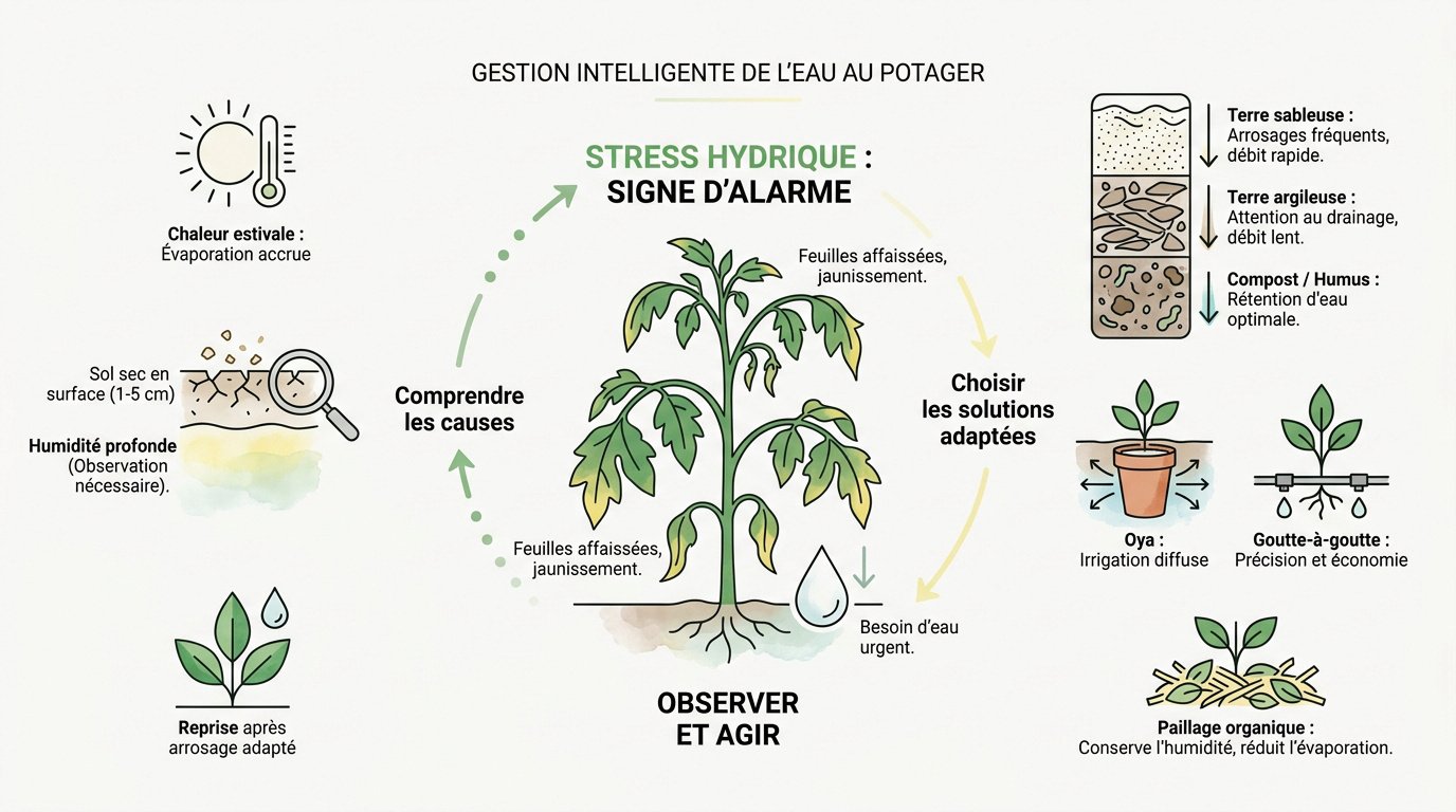 Système d'arrosage goutte-à-goutte efficace pour un potager durable en été