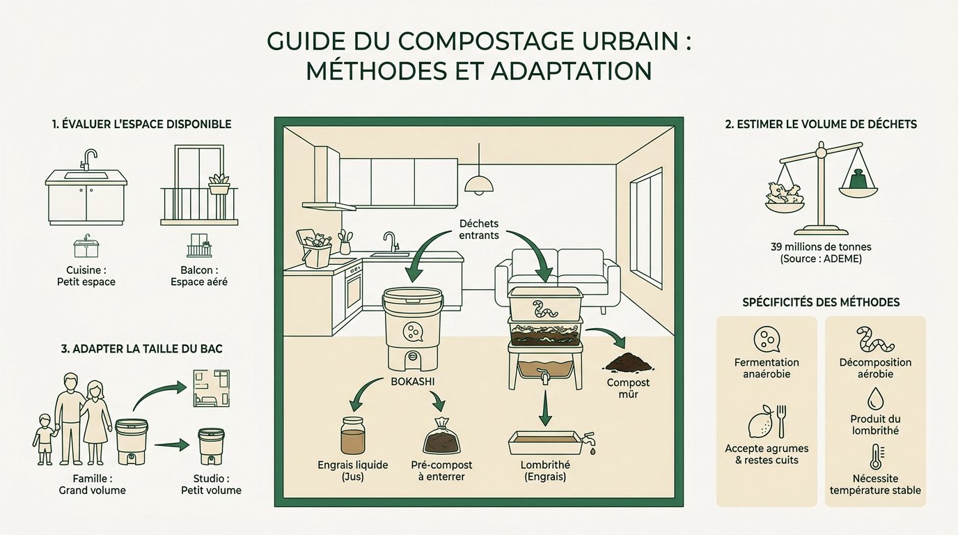 Lombricomposteur et seau bokashi en cuisine