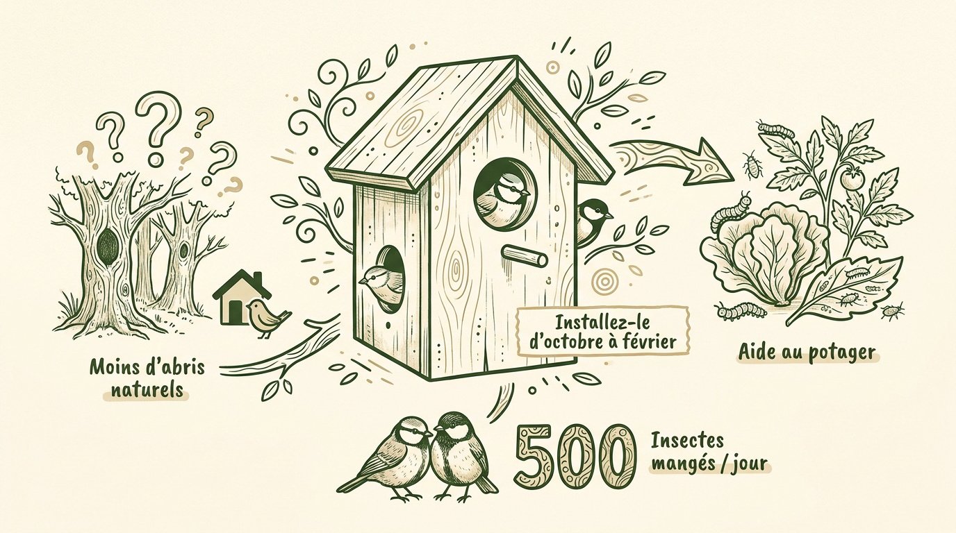 Infographie sur l'importance des nichoirs pour la biodiversité