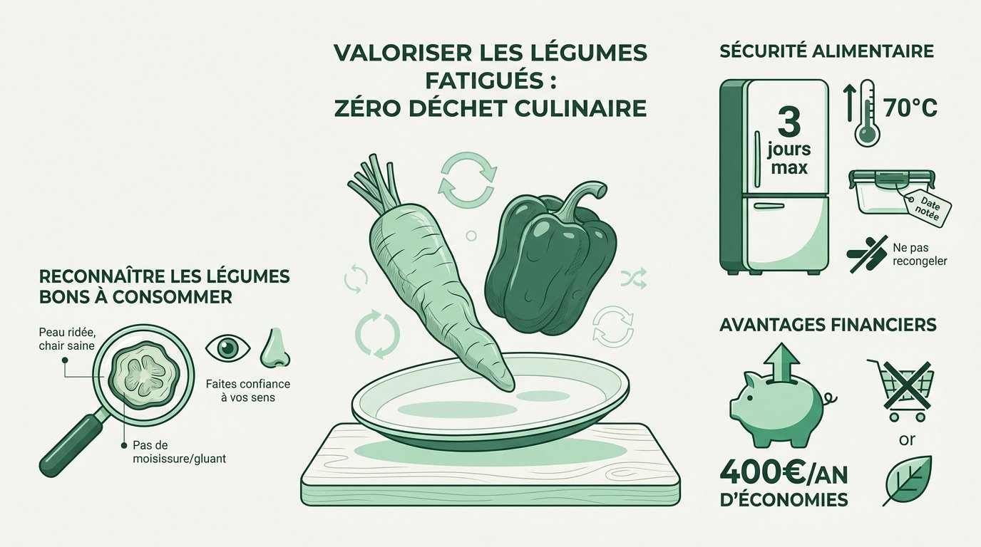 Légumes variés et frais prêts à être cuisinés pour éviter le gaspillage
