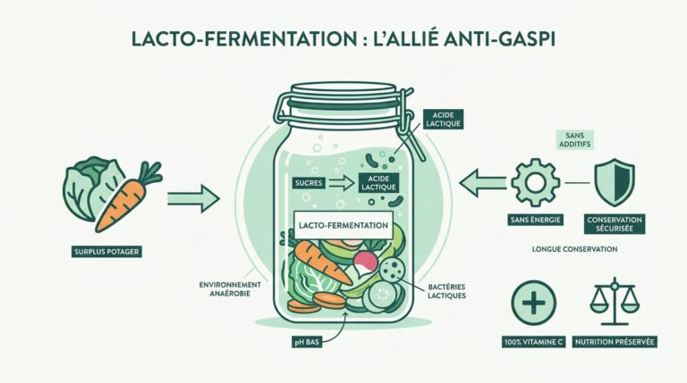Conservation écologique des légumes par fermentation maison.