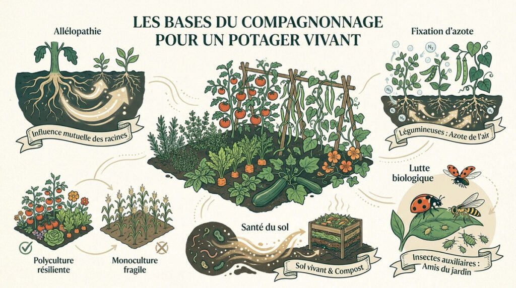 Réussir le compagnonnage légumes débutant au potager vivant