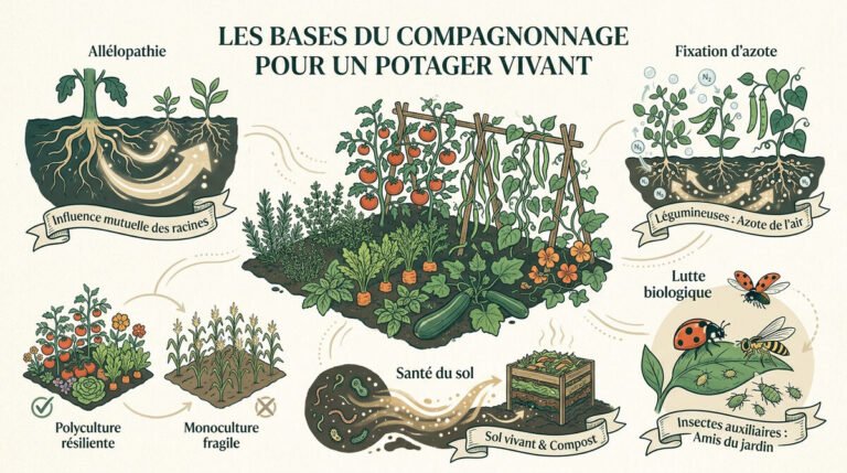 Réussir le compagnonnage légumes débutant au potager vivant
