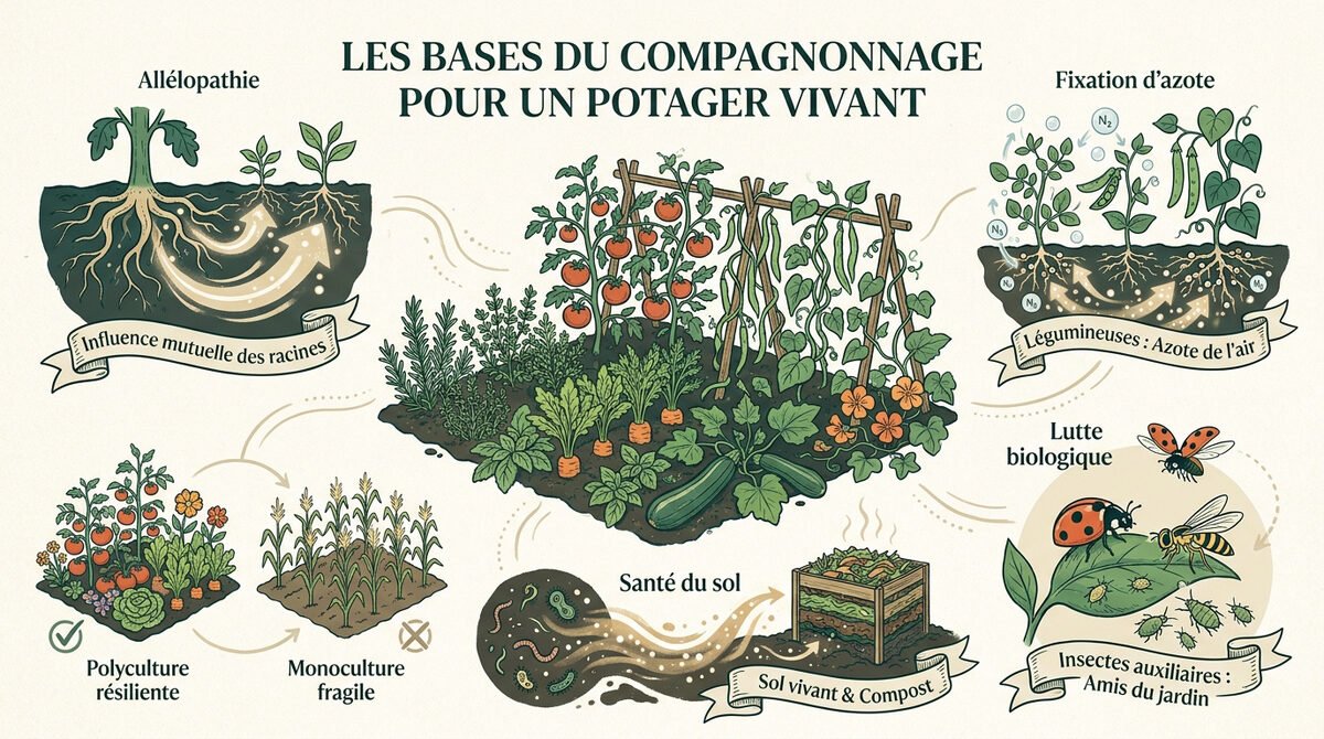 Réussir le compagnonnage légumes débutant au potager vivant